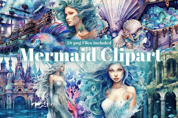 Syreny - Watercolor-Mermaid-Clipart-Bundle-72712496.png