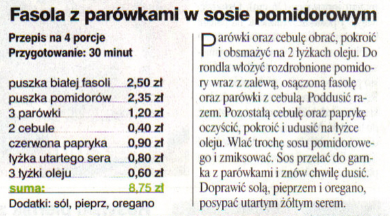 dania różne - Fasola z parówkami w sosie pomidorowym.jpg